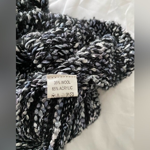 Jeune Jeunessee wool blend designer silver black sweater fringe ribbon detail S - Picture 8 of 10